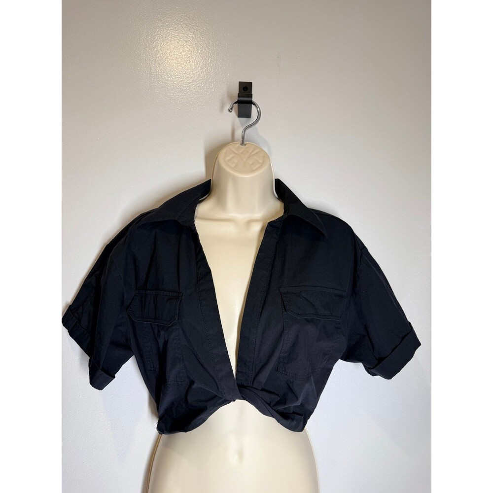 Zara crop jacket black XS